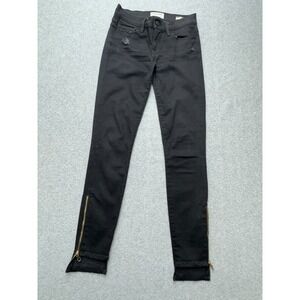 Frame Le Skinny de Jeanne Jeans Womens‎ *26x28 Black Zipper Ankle Distressed